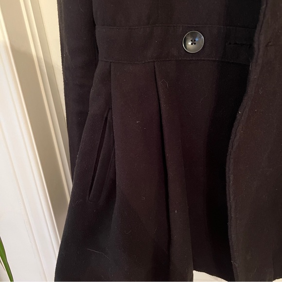 Black Flared Pea Coat - Picture 3 of 7